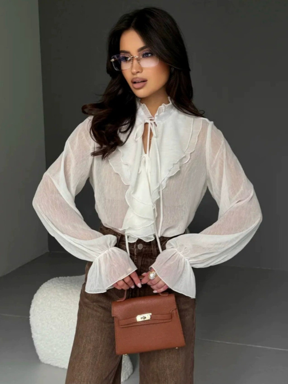 Zara Autumn Ruffle Sheer Blouse - Picture 5 of 7